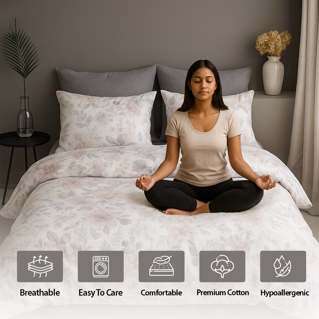 Cotton Bedding Set 6 PCs with Deep Pocket Fitted Sheet & Pillowcases (6FS84)