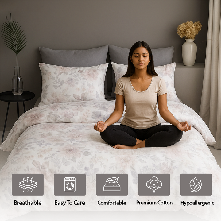Cotton Bedding Set 6 PCs with Deep Pocket Fitted Sheet & Pillowcases (6FS84)