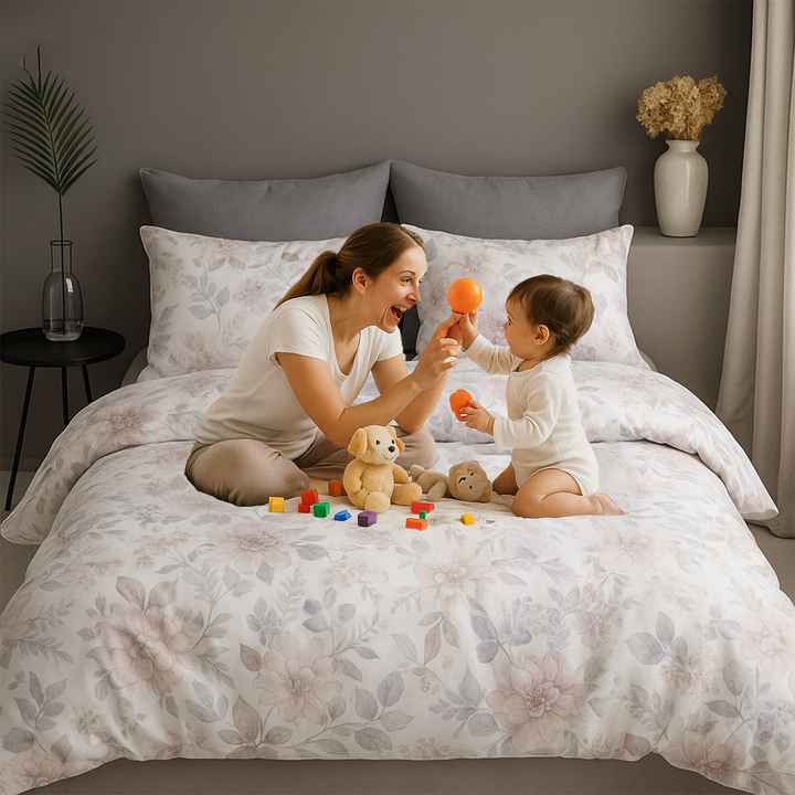 Cotton Bedding Set 6 PCs with Deep Pocket Fitted Sheet & Pillowcases (6FS84)