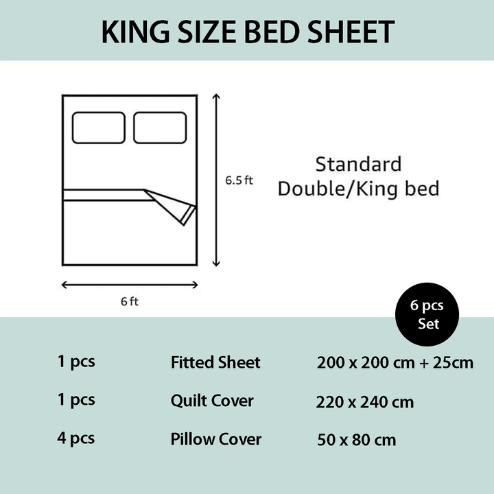 Elegant Border Design King Size Sheets – Complete 6 PCs Set for Modern Bedrooms (Green)