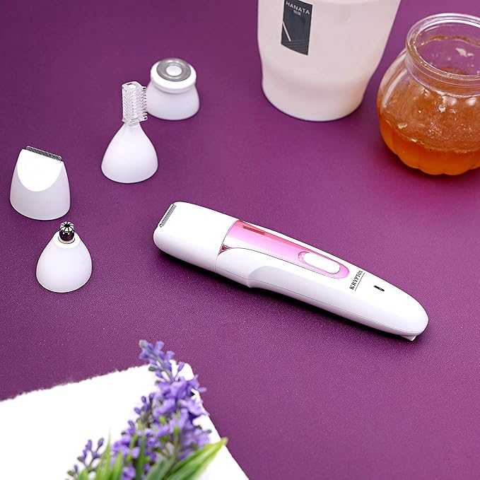 Rechargeable 5-in-1 Hair Remover Epilator for women – Face, Body, Nose & Eyebrow Care