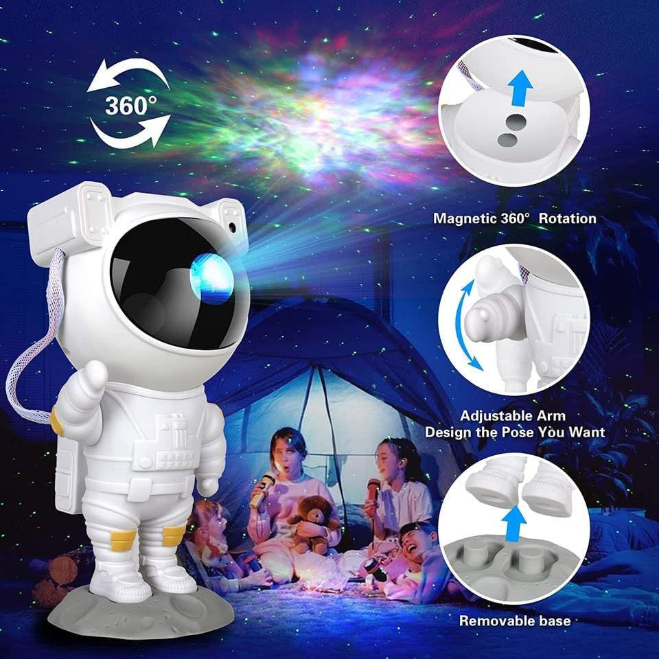 Astronaut galaxy projector light displaying multicolor nebula effects