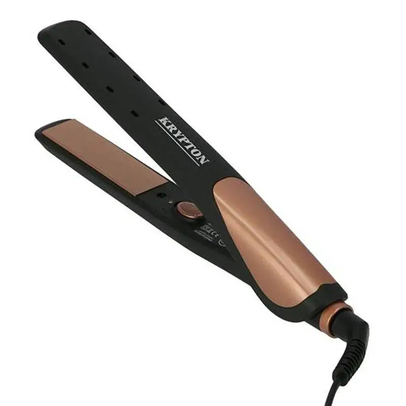 Electric flat iron hair straightener showing open plates, suitable for everyday hair care