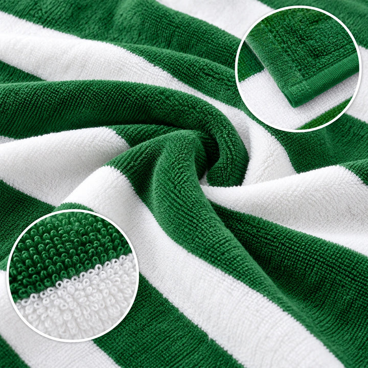 4 PCs Premium 100% Cotton Beach Towel Set 450 GSM, Soft Striped Absorbent Beach Towel Set