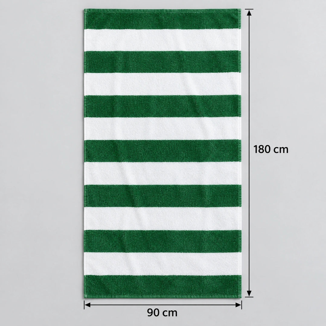4 PCs Premium 100% Cotton Beach Towel Set 450 GSM, Soft Striped Absorbent Beach Towel Set