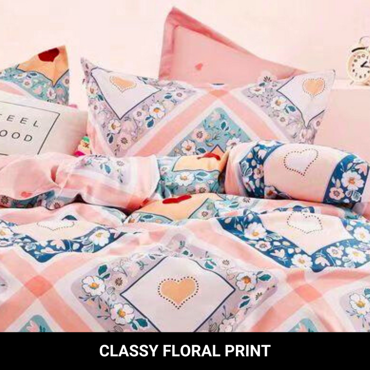 Classy Floral King Size Bedding Set 6 PCs – Premium Quality & Soft Fabric Bed Set (6FS50)