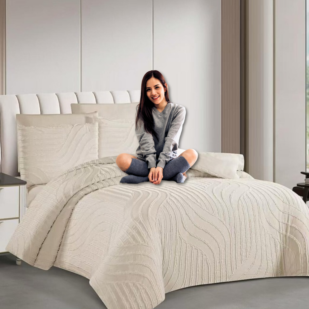 King Bedding Set with Duvet Cover 220x240 6 PCs King Size Fitted Bed Sheet Set (6FM21)