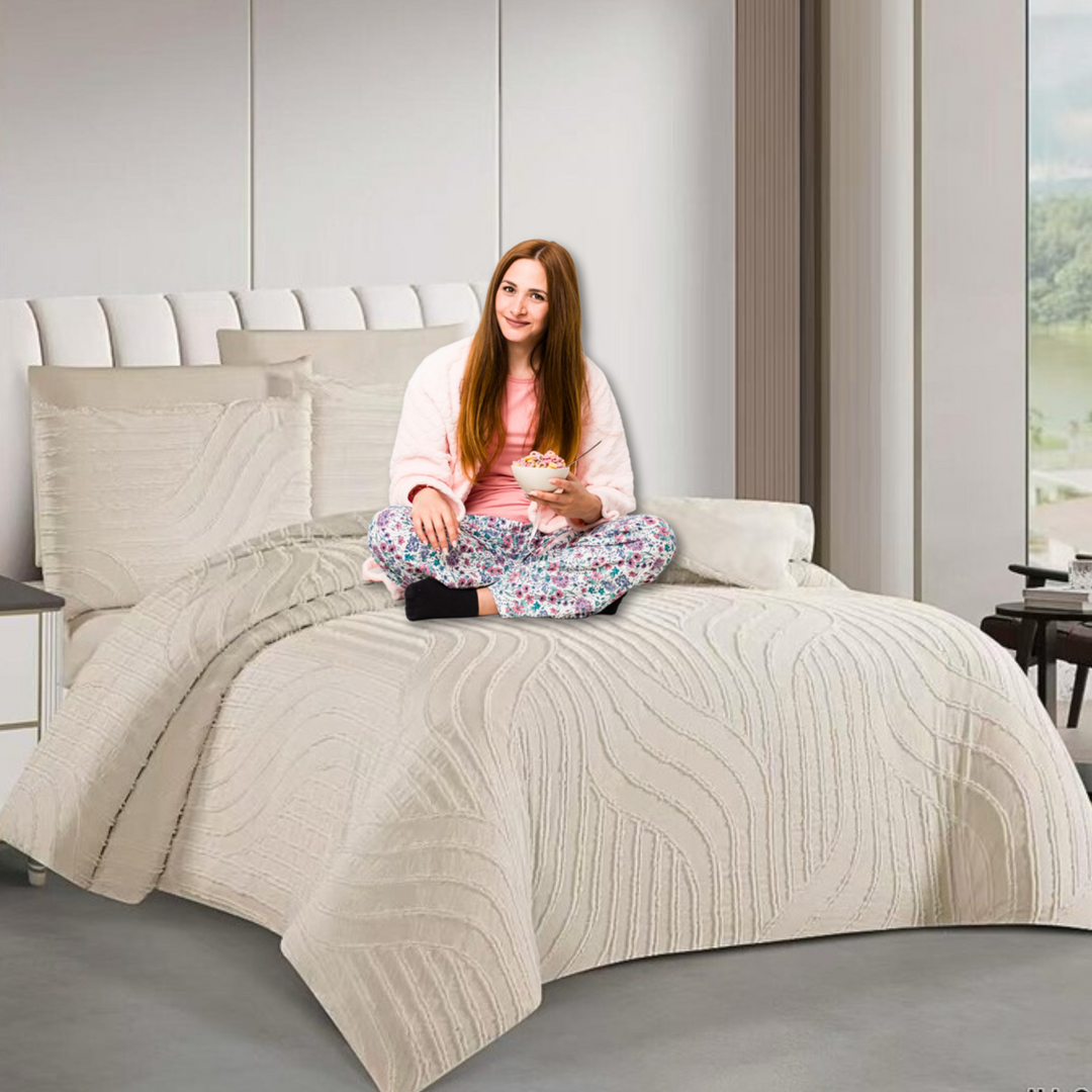 King Bedding Set with Duvet Cover 220x240 6 PCs King Size Fitted Bed Sheet Set (6FM21)
