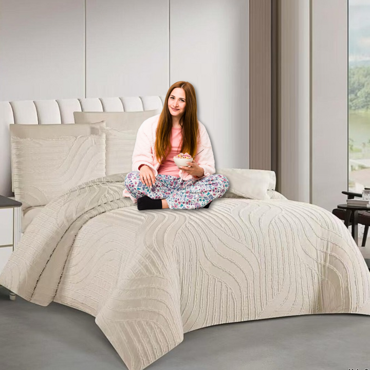 King Bedding Set with Duvet Cover 220x240 6 PCs King Size Fitted Bed Sheet Set (6FM21)