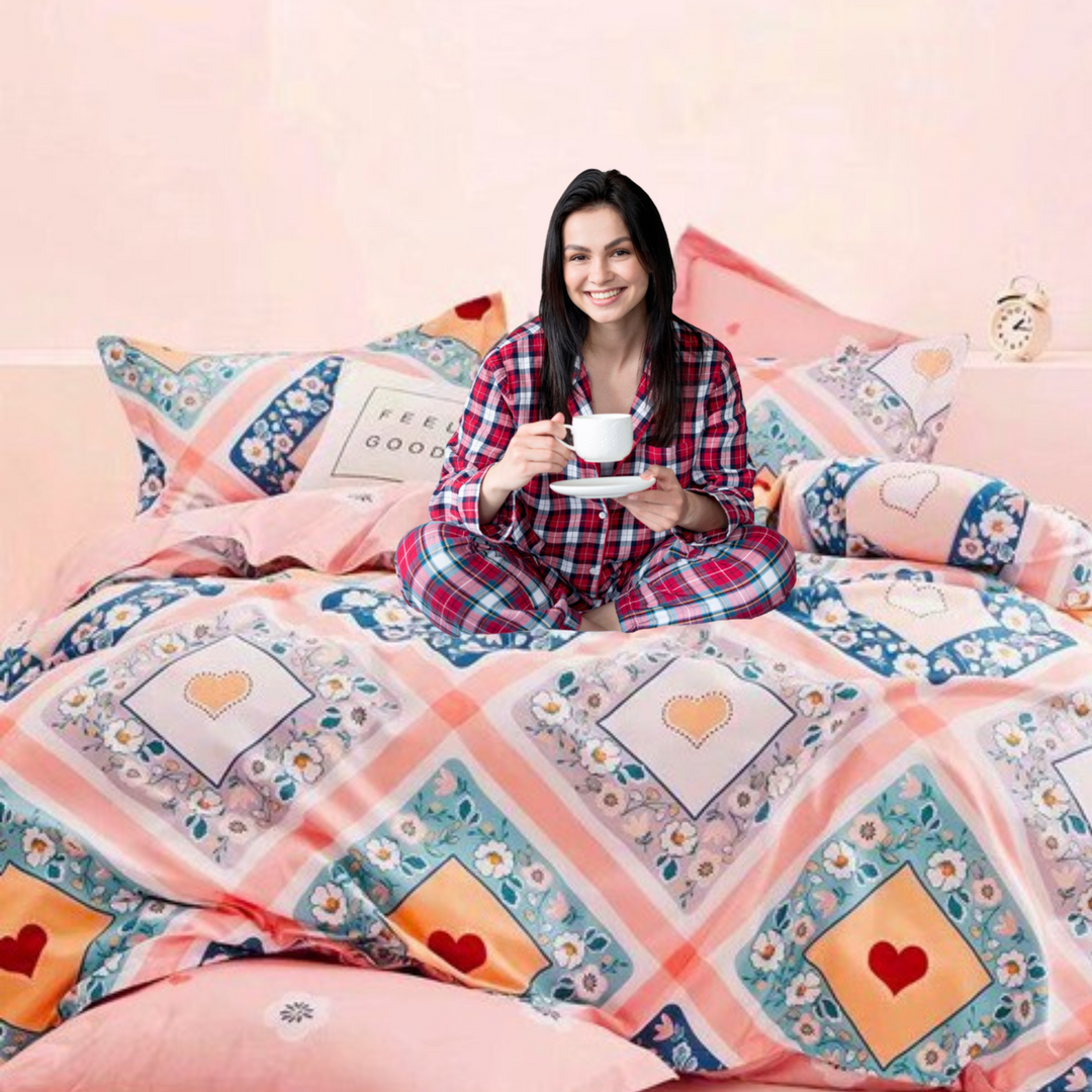 Classy Floral King Size Bedding Set 6 PCs – Premium Quality & Soft Fabric Bed Set (6FS50)