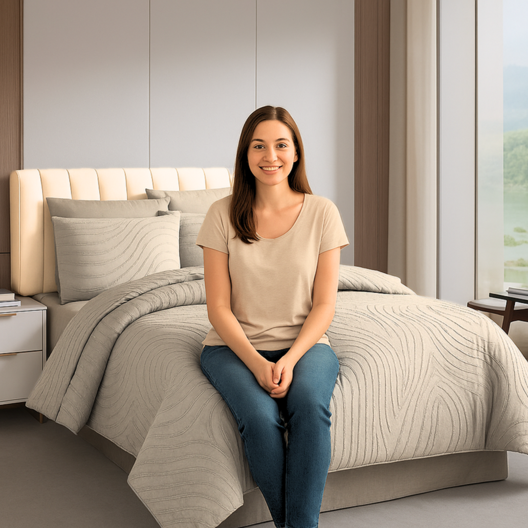 King Bedding Set with Duvet Cover 220x240 6 PCs King Size Fitted Bed Sheet Set (6FM21)