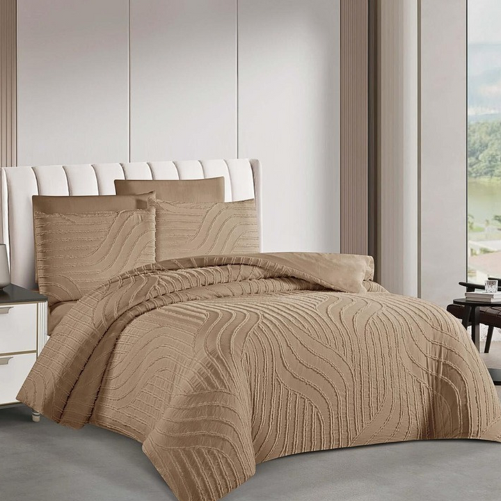 King Bedding Set with Duvet Cover 220x240 6 PCs King Size Fitted Bed Sheet Set (6FM21)