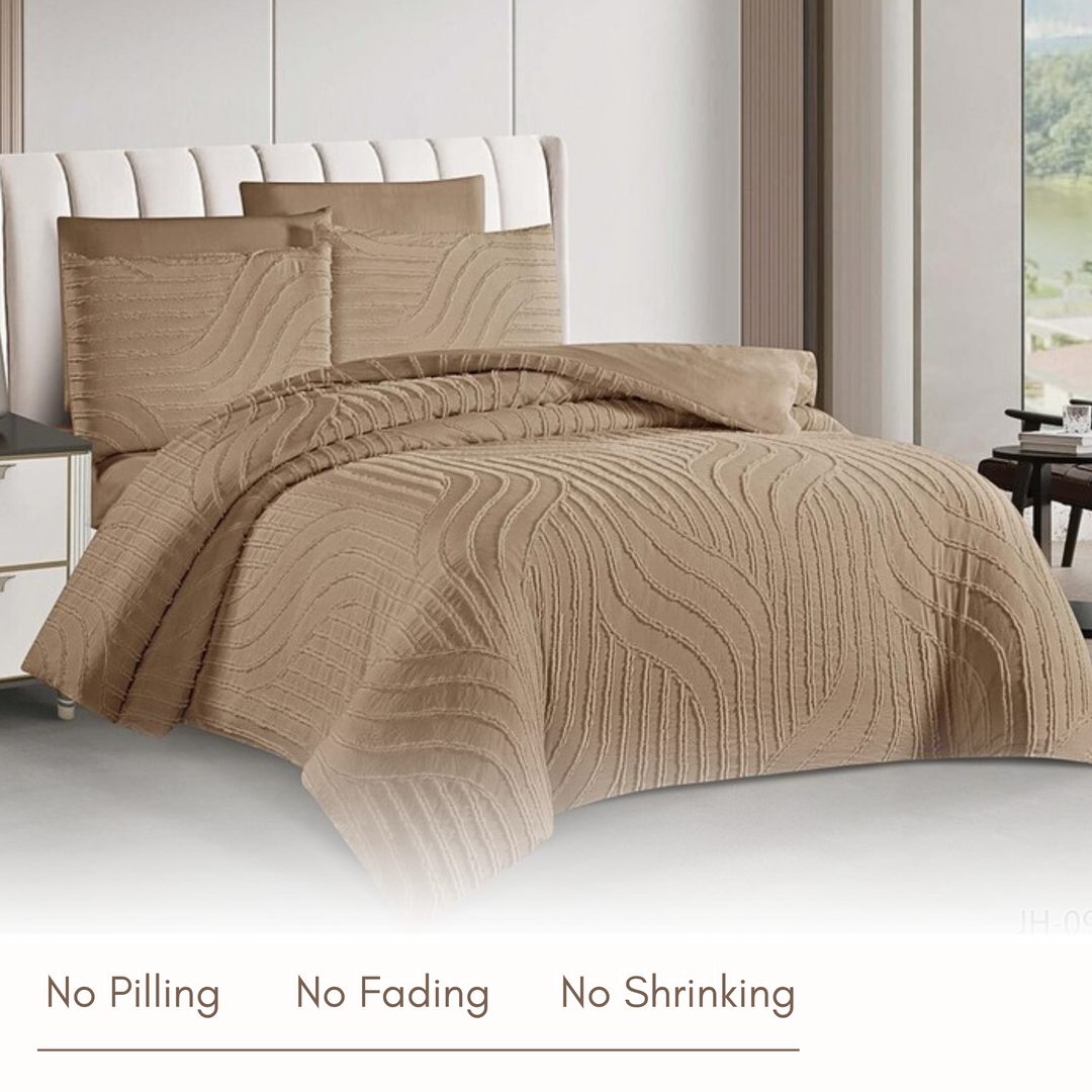 King Bedding Set with Duvet Cover 220x240 6 PCs King Size Fitted Bed Sheet Set (6FM21)