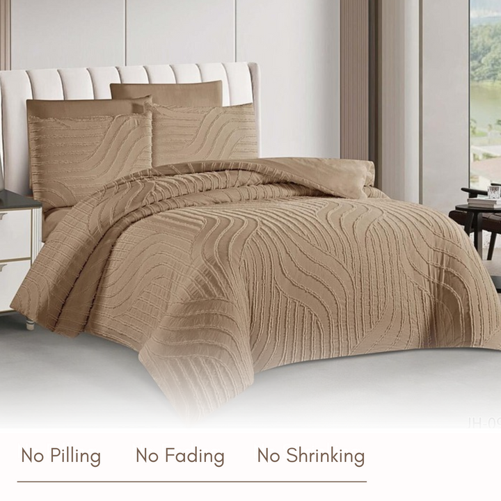 King Bedding Set with Duvet Cover 220x240 6 PCs King Size Fitted Bed Sheet Set (6FM21)