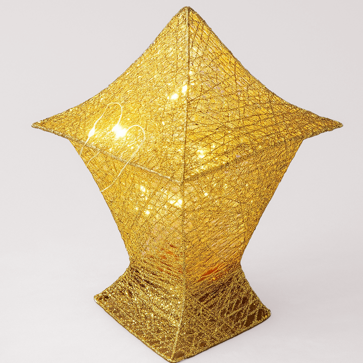 MOONCEE 3D Gold Ramadan Lantern with LED Lights - Decorative Lamp for Home & Events
