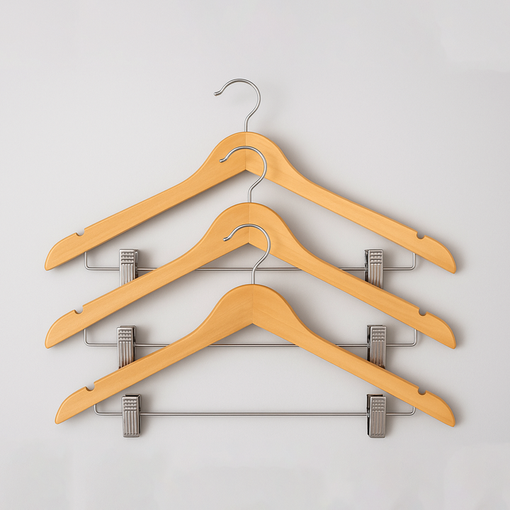 MOONCEE 20 Pcs High-Grade Clips Wooden Hangers Suit Clothes Hangers