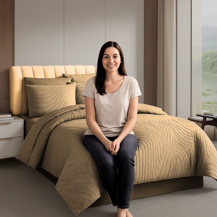 King Bedding Set with Duvet Cover 220x240 6 PCs King Size Fitted Bed Sheet Set (6FM21)