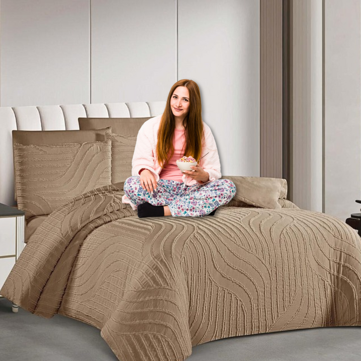 King Bedding Set with Duvet Cover 220x240 6 PCs King Size Fitted Bed Sheet Set (6FM21)