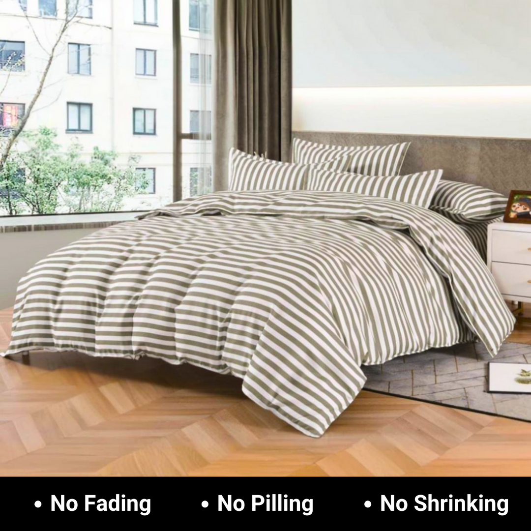6 PCs King Size Bed Sheet Set Duvet Cover 220x240 With 4 Pillow Covers, High Cotton Blend (Blue Grey)