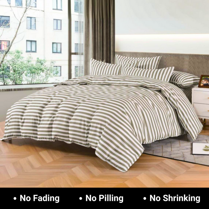 6 PCs King Size Bed Sheet Set Duvet Cover 220x240 With 4 Pillow Covers, High Cotton Blend (Blue Grey)