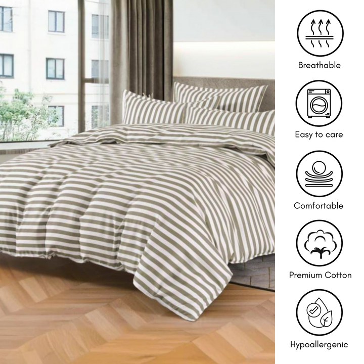 6 PCs King Size Bed Sheet Set Duvet Cover 220x240 With 4 Pillow Covers, High Cotton Blend (Blue Grey)