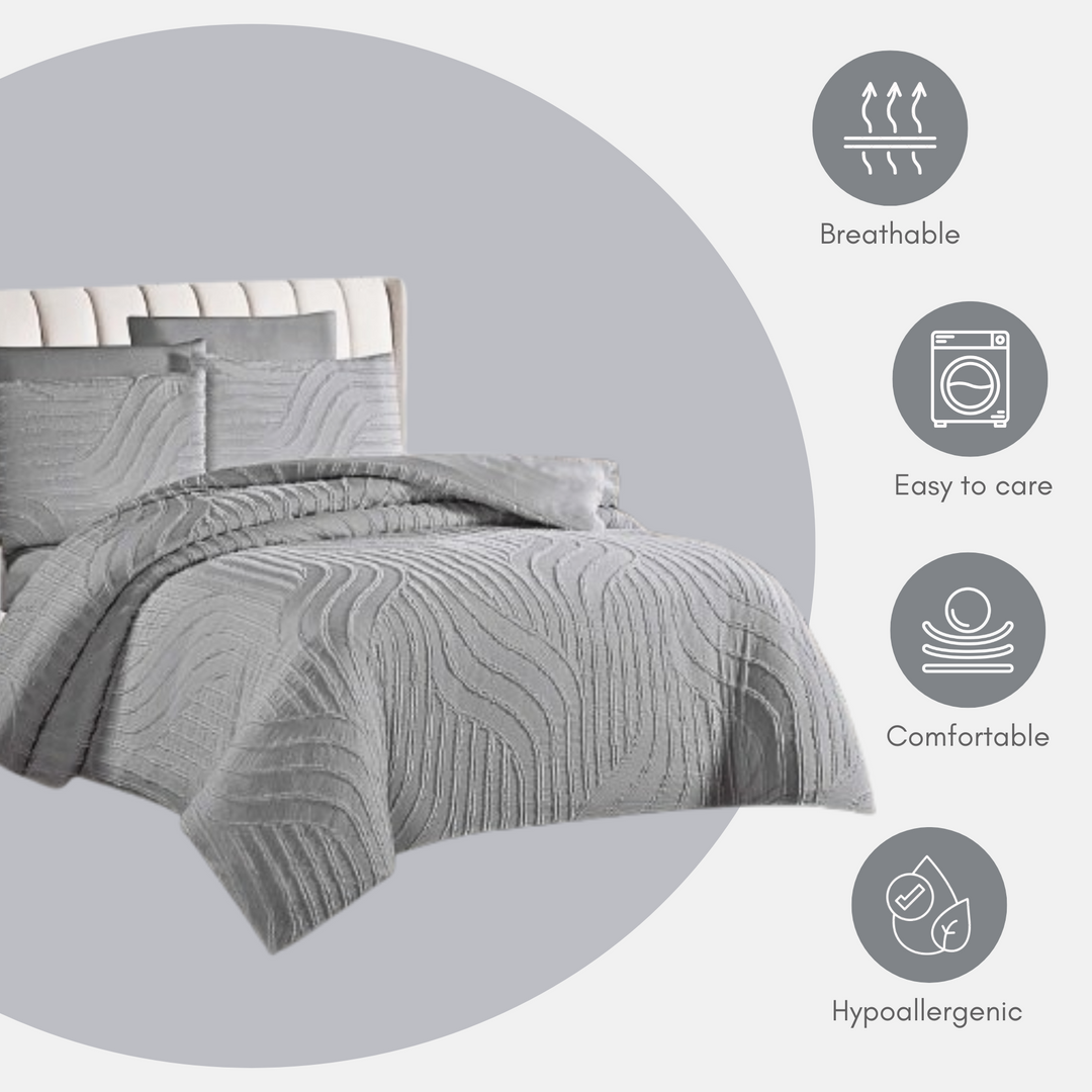 King Bedding Set with Duvet Cover 220x240 6 PCs King Size Fitted Bed Sheet Set (6FM21)