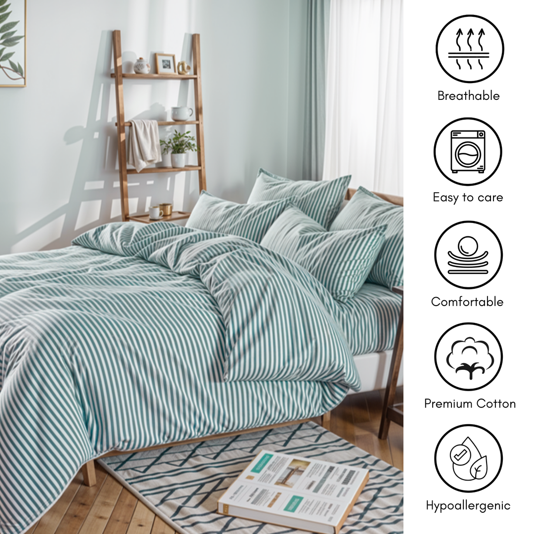 Flat Sheets & Duvet Cover 220x240 with 6 PCs King Size Bed Sheet Set (Lime Green)