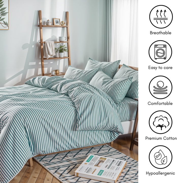 Flat Sheets & Duvet Cover 220x240 with 6 PCs King Size Bed Sheet Set (Lime Green)