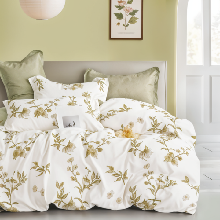 6 PCs King Size Fitted Bed Sheet Set With Duvet Cover 220x240, King Bedding Set (6FS66)