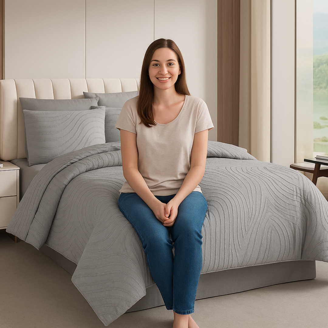 King Bedding Set with Duvet Cover 220x240 6 PCs King Size Fitted Bed Sheet Set (6FM21)