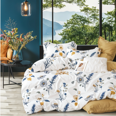 King Size Bed Sheet Set 6 PCs  with King Duvet Cover Size220x240,  Bedding Set (6FS67)