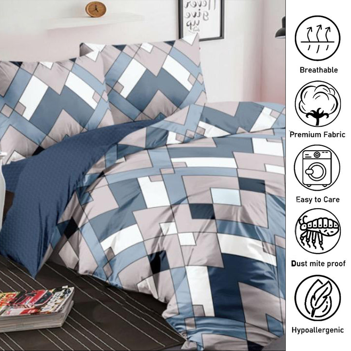 6 PCs King Bedsheet Set With Fitted Sheet Duvet Cover 220x240, Modern Bedding Set (6FS40)