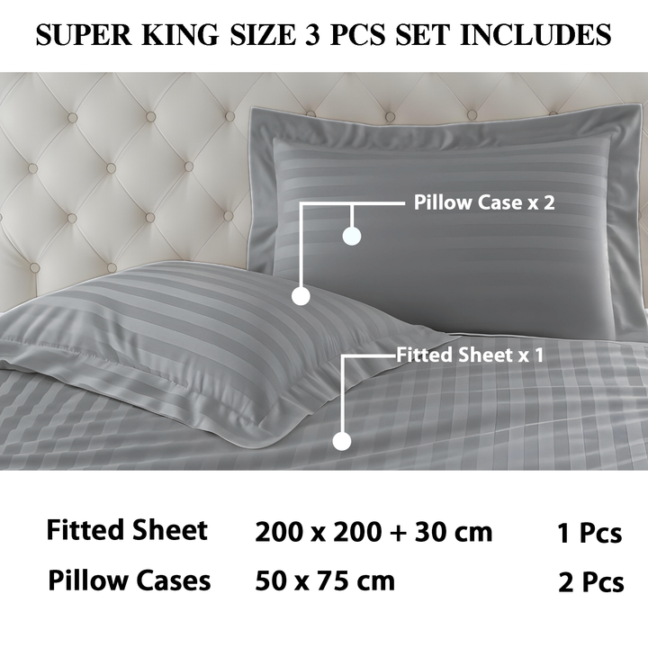 100% Combed Cotton 300 TC Hotel Fitted Sheet Set with Pillowcases