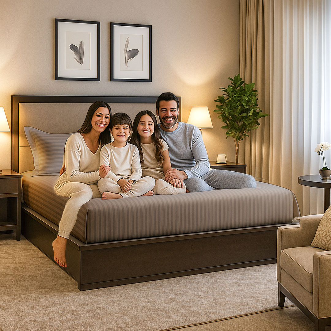 100% Combed Cotton 300 TC Hotel Fitted Sheet Set with Pillowcases