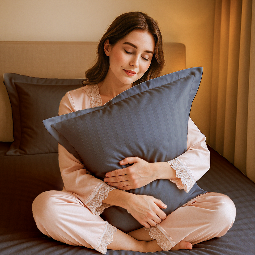 100% Combed Cotton 300 TC Hotel Fitted Sheet Set with Pillowcases