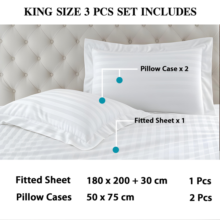 100% Combed Cotton 300 TC Hotel Fitted Sheet Set with Pillowcases