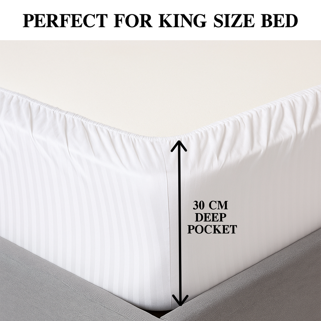 100% Combed Cotton 300 TC Hotel Fitted Sheet Set with Pillowcases