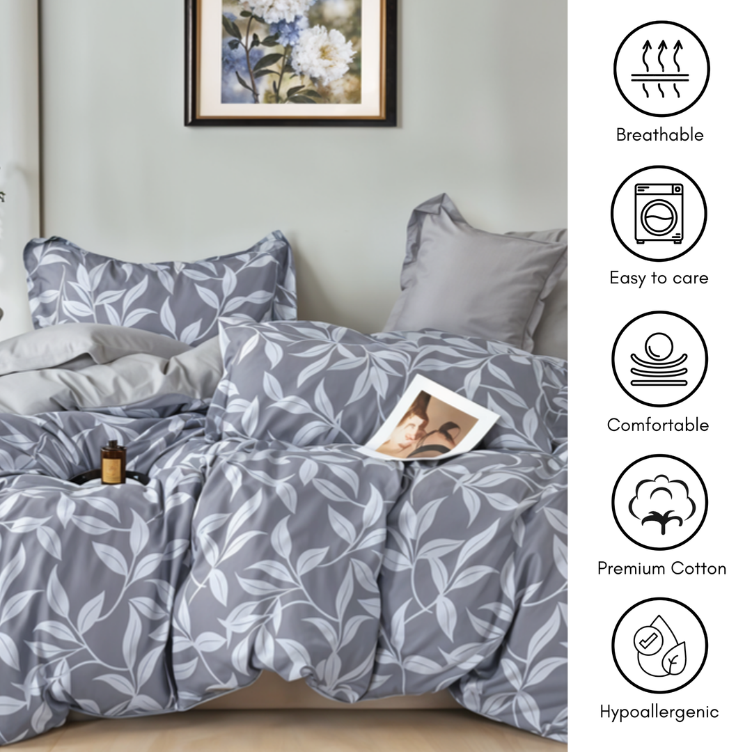 6 PCs King Size Fitted Bed Sheet Set With Duvet Cover 220x240, King Bedding Set (6FS68)