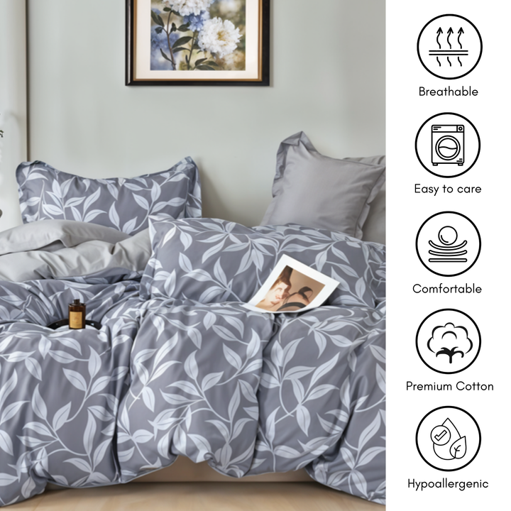 6 PCs King Size Fitted Bed Sheet Set With Duvet Cover 220x240, King Bedding Set (6FS68)
