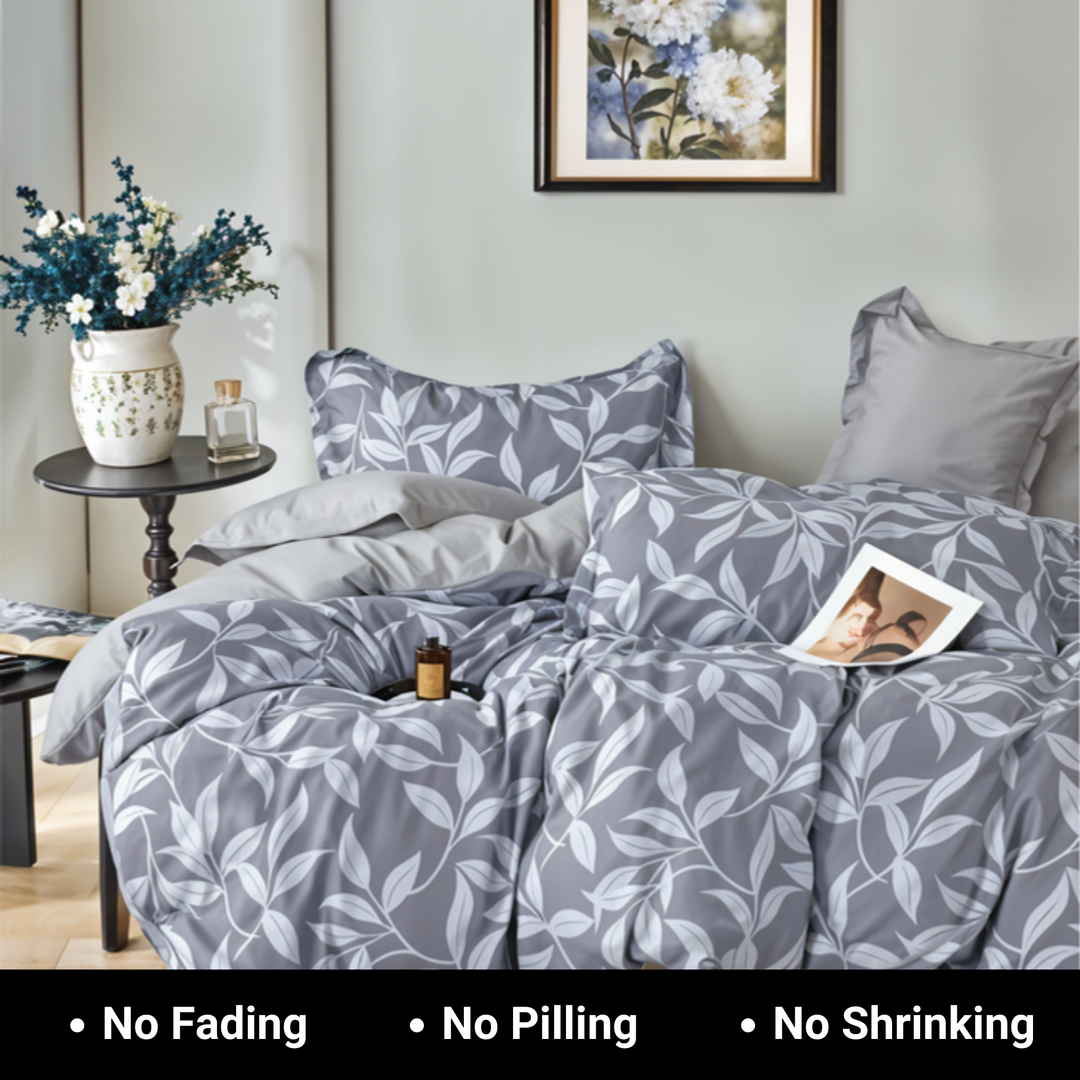 6 PCs King Size Fitted Bed Sheet Set With Duvet Cover 220x240, King Bedding Set (6FS68)