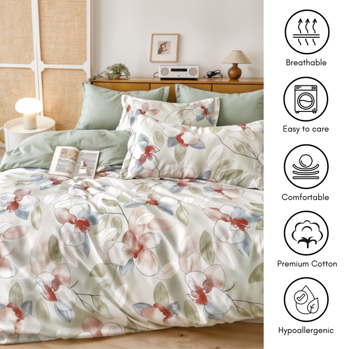 6 PCs King Size Fitted Bed Sheet Set With Duvet Cover 220x240, King Bedding Set (6FS69)