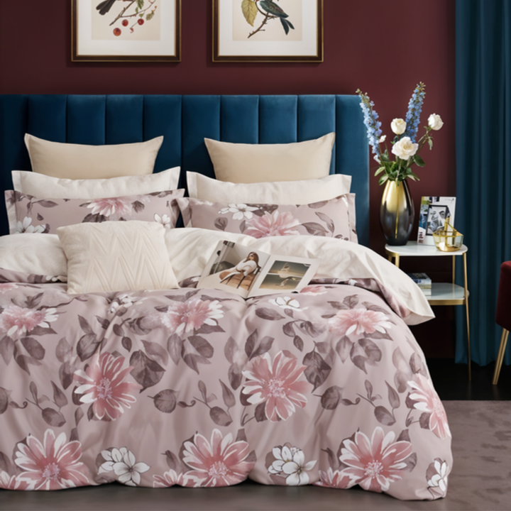 King Size Bed Set 6 PCs With Duvet Cover 220x240, Luxury Sheets King (6FS70)
