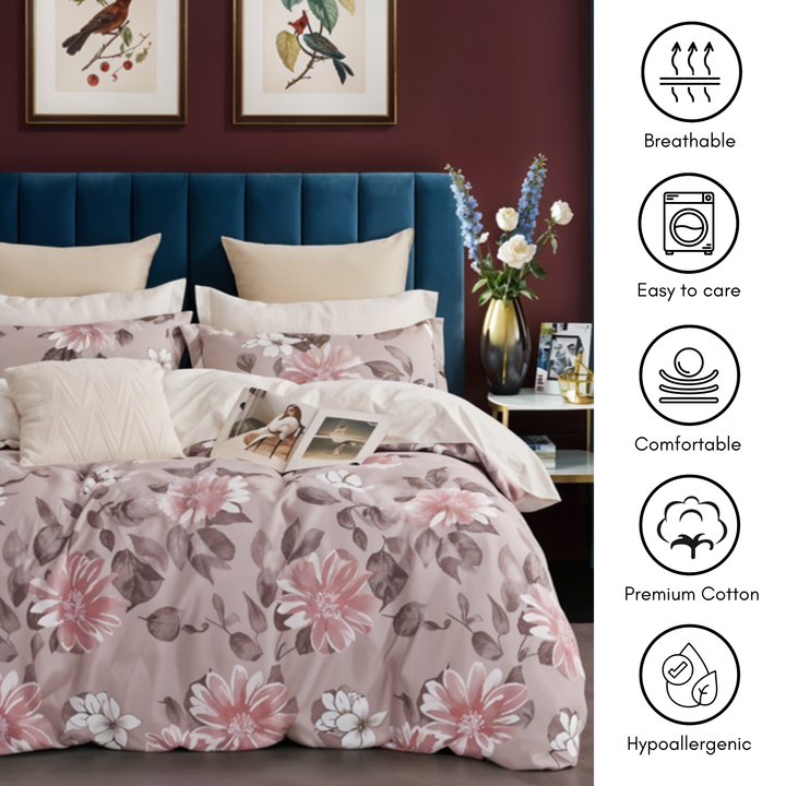King Size Bed Set 6 PCs With Duvet Cover 220x240, Luxury Sheets King (6FS70)
