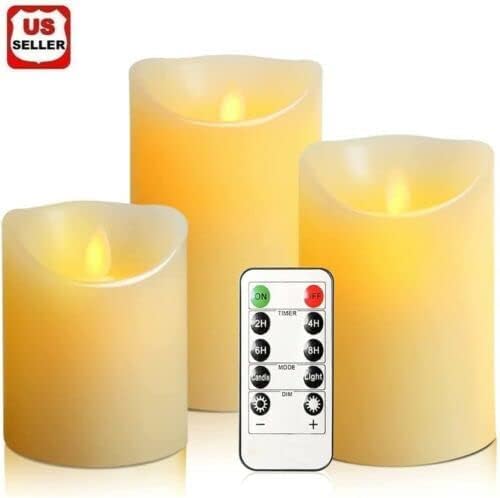 MOONCEE Flameless Candles, LED Candles Set 4" 5" 6" Flickering Flames with Remote, Wax Pillar