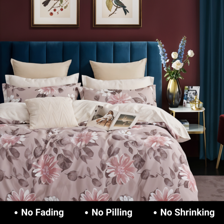 King Size Bed Set 6 PCs With Duvet Cover 220x240, Luxury Sheets King (6FS70)