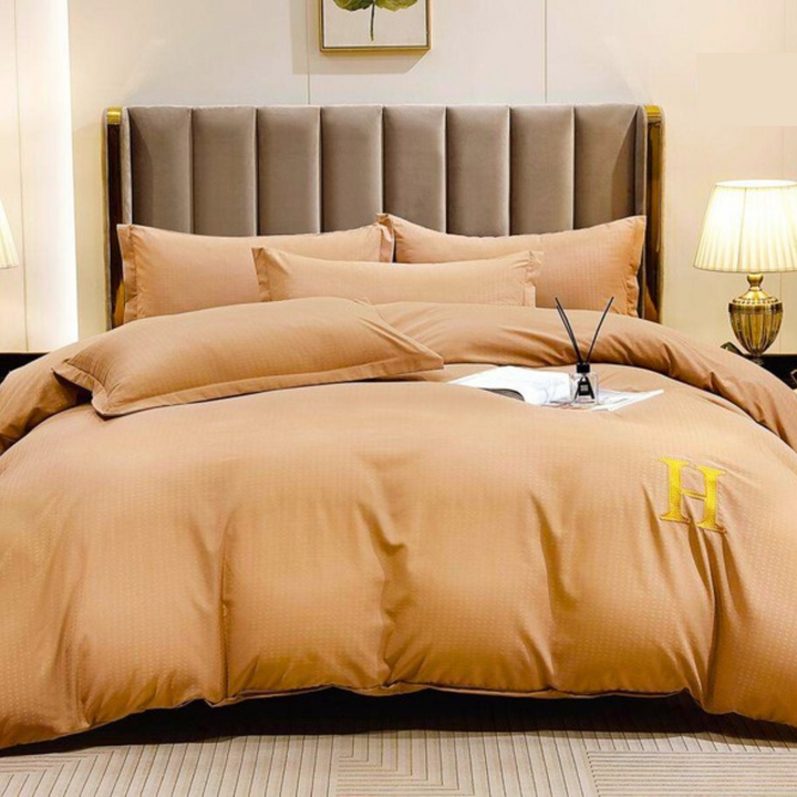 6 PCs King Size Fitted Bed Sheet Set With Duvet Cover 220x240, King Bedding Set (6HH5)