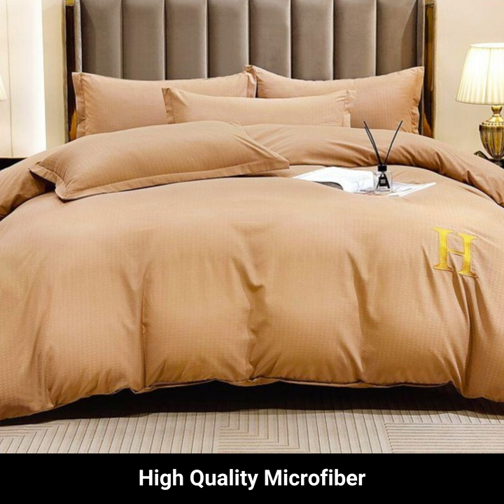 6 PCs King Size Fitted Bed Sheet Set With Duvet Cover 220x240, King Bedding Set (6HH5)