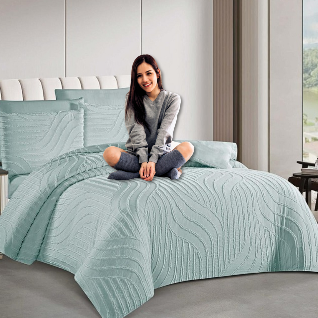 King Bedding Set with Duvet Cover 220x240 6 PCs King Size Fitted Bed Sheet Set (6FM21)