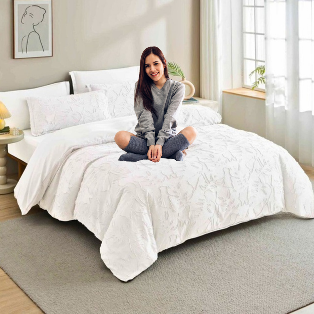 King Bedding Set with Duvet Cover 220x240 6 PCs King Size Fitted Bed Sheet Set (6FM3)