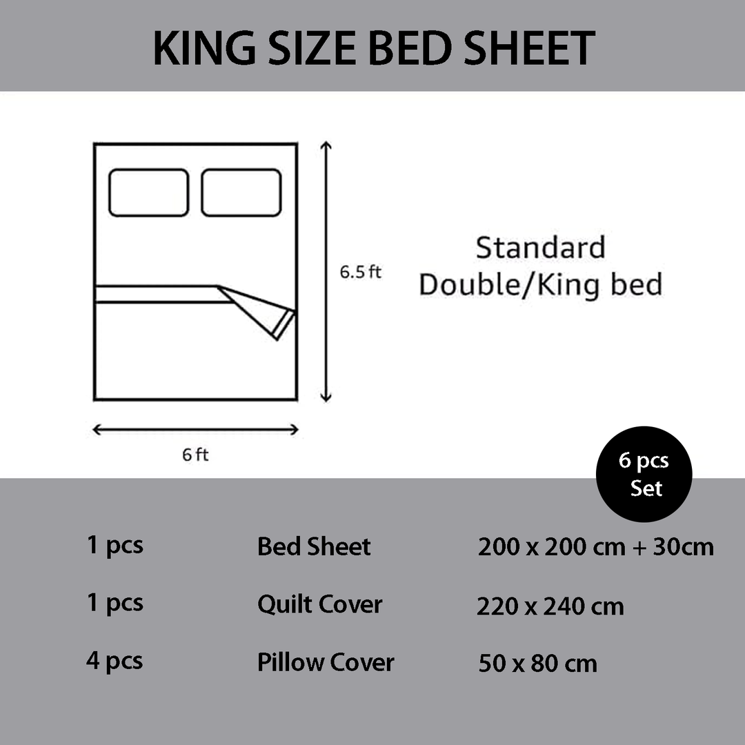 King Bedding Set with Duvet Cover 220x240 6 PCs  Fitted Bed Sheet Set (6FM27)